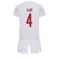 Danmark Simon Kjaer #4 Udebane Trøje Børn VM 2022 Kortærmet (+ Korte bukser)
